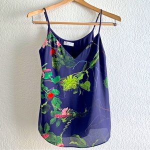 Aritzia Babaton Everly Camisole Tank Top Navy Blue Floral - XS